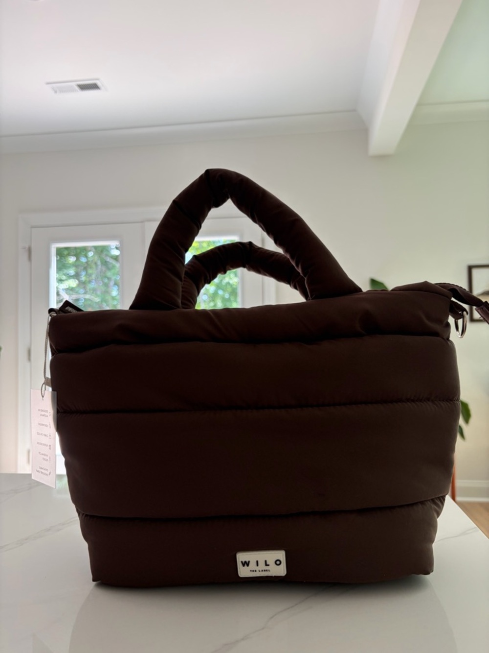 Wilo The Label Puffer Mini Tote Brown Espresso Quilted Puffy NWT